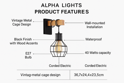 Buy Industrial Wall Lamp Indoor Cage in UK – E27 Vintage Wall Light