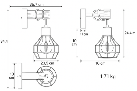 Buy Industrial Wall Lamp Indoor Cage in UK – E27 Vintage Wall Light