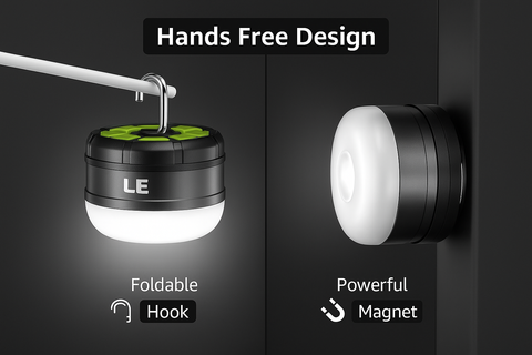 Rechargeable Camping Light, Tent Lights for Camping Hanging, Dimmable 5 Modes Camping Lights for Tents, Magnetic Camping Tent Lantern with Power Bank, Small Camping Accessories, USB C Cable