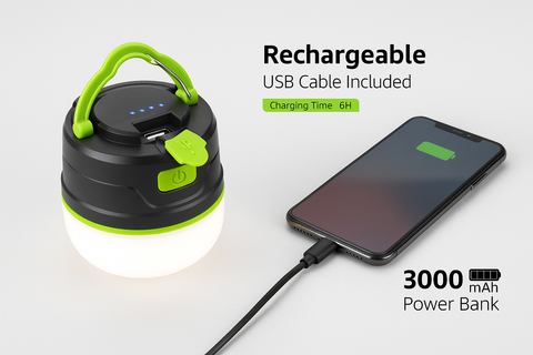 Rechargeable Camping Light, Tent Lights for Camping Hanging, Dimmable 5 Modes Camping Lights for Tents, Magnetic Camping Tent Lantern with Power Bank, Small Camping Accessories, USB C Cable