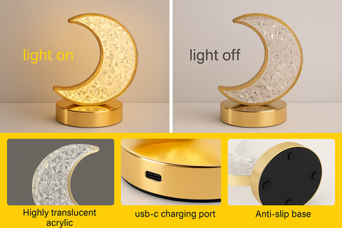 Moon Lamp – Retro Metal Bedside Table Night Light