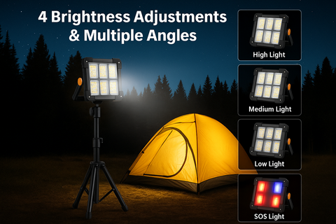 LED Rechargeable Work Light, LED Spot Light with USB Port, Portable Floodlight with 4 Modes, Security Lights Waterproof for Fishing, Hiking, Repairing, Emergency