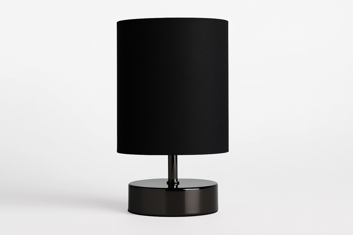 Touch Table Lamp – Dimmable Bedside Light with Black Lampshade