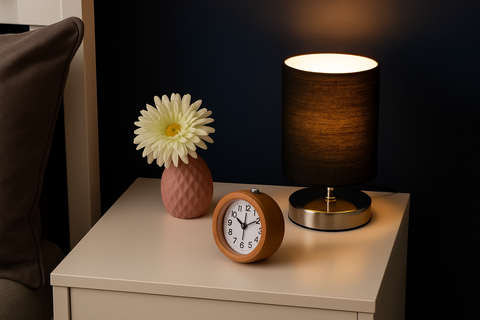 Touch Table Lamp – Dimmable Bedside Light with Black Lampshade
