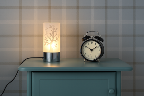 Floral Touch Table Lamp – Chrome Finish with Glass Shade