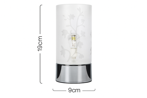Floral Touch Table Lamp – Chrome Finish with Glass Shade