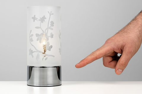 Floral Touch Table Lamp – Chrome Finish with Glass Shade