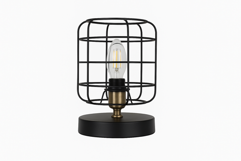 Black with Antique Brass Detail Table Lamp