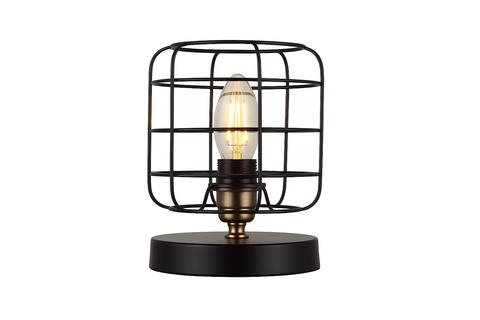 Black with Antique Brass Detail Table Lamp