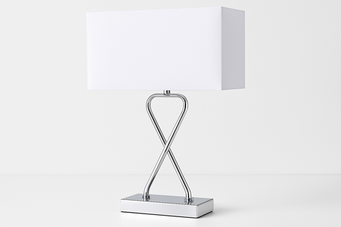 Hourglass Table Lamp – Chrome Finish with Rectangle Shade