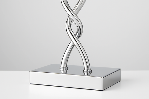 Hourglass Table Lamp – Chrome Finish with Rectangle Shade