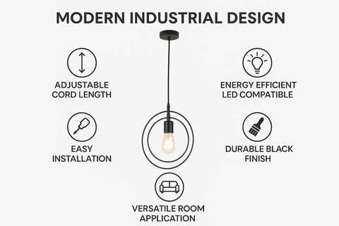 Industrial Round Pendant Hanging Light – Vintage Loft Lighting