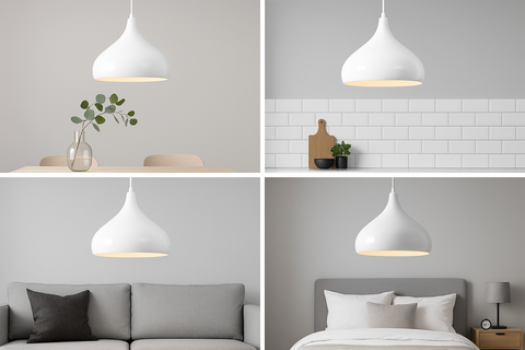 Modern White Metal Pendant Light Shade – Chandelier Lighting
