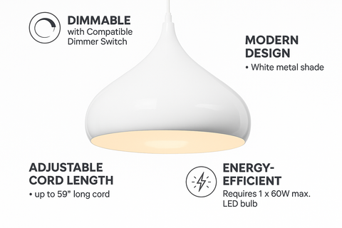 Modern White Metal Pendant Light Shade – Chandelier Lighting