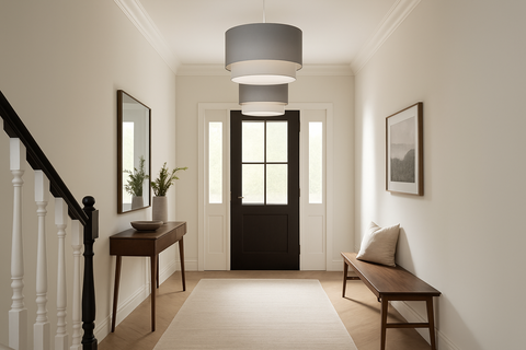 Pair of Grey Ombre 2-Tier Ceiling Light Shades – Easy Fit