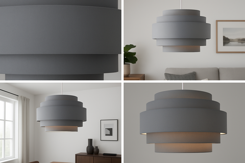 Modern 5-Tier Dark Grey Ceiling Light Shade – Easy Fit