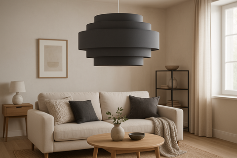 Modern 5-Tier Dark Grey Ceiling Light Shade – Easy Fit