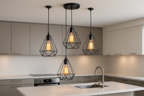 Industrial Metal Cage Pendant Light – LED Hanging Retro Ceiling Lamp