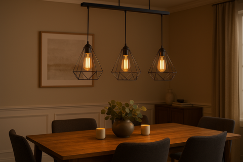 Industrial Metal Cage Pendant Light – LED Hanging Retro Ceiling Lamp