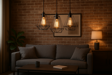 Industrial Metal Cage Pendant Light – LED Hanging Retro Ceiling Lamp