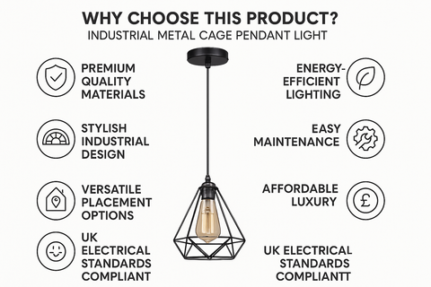 Industrial Metal Cage Pendant Light – LED Hanging Retro Ceiling Lamp