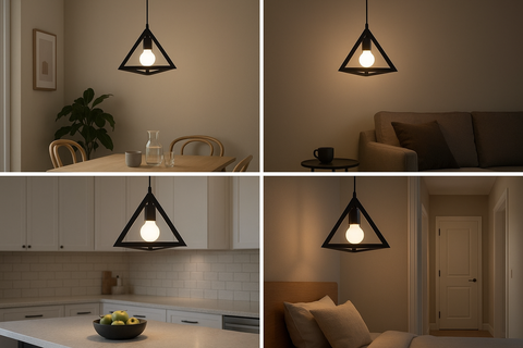 Triangle Retro Loft Pendant Light – Vintage Industrial Ceiling Lamp – E27 Base