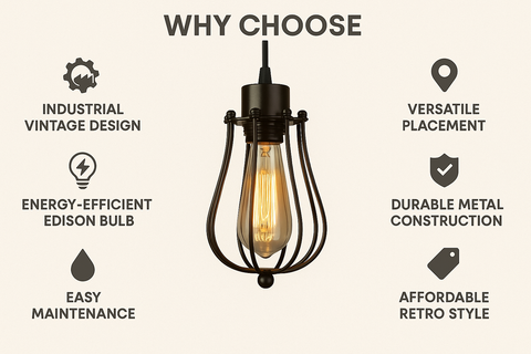 Vintage Cage Small Pendant Hanging Light – Retro Industrial Ceiling Lamp