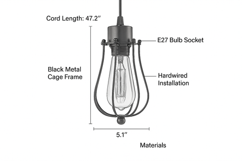 Vintage Cage Small Pendant Hanging Light – Retro Industrial Ceiling Lamp