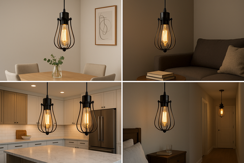 Vintage Cage Small Pendant Hanging Light – Retro Industrial Ceiling Lamp
