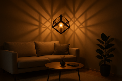 Black 60W Nordic Cube Pendant Lamp – Modern Industrial Lighting