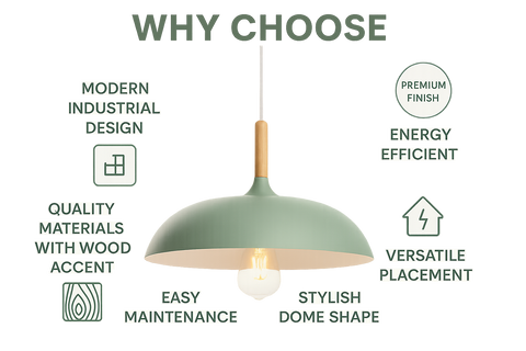 Modern Industrial Pendant Light – Green Kitchen Island Ceiling Lamp
