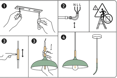 Modern Industrial Pendant Light – Green Kitchen Island Ceiling Lamp
