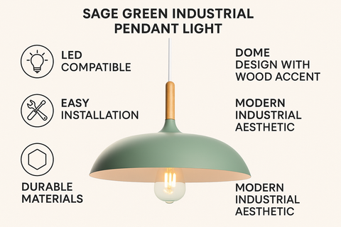 Modern Industrial Pendant Light – Green Kitchen Island Ceiling Lamp