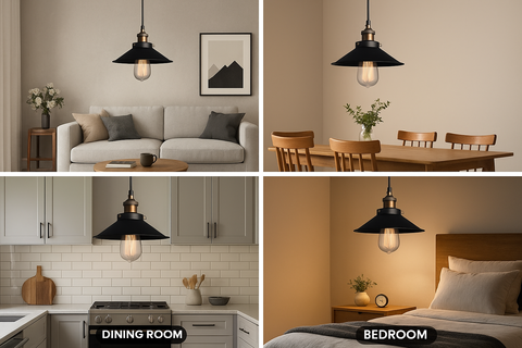 Industrial Retro Black Wrought Iron Chandelier – Adjustable Metal Pendant Light