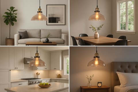 Industrial Glass Chandelier Pendant Light – Hat-Shaped