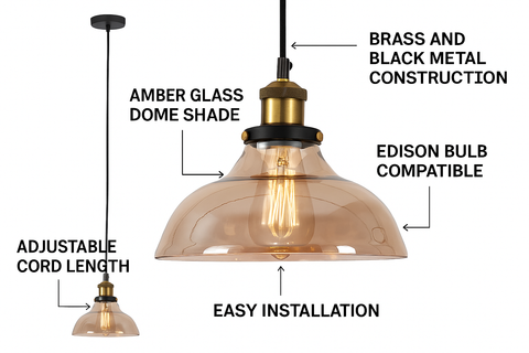 Industrial Glass Chandelier Pendant Light – Hat-Shaped