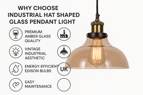Industrial Glass Chandelier Pendant Light – Hat-Shaped