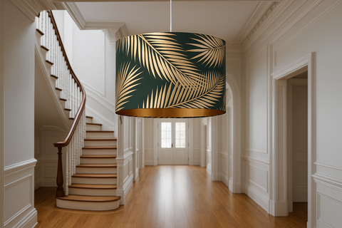 Dark Green and Gold Pendant Shade – 25 cm – Table or Ceiling