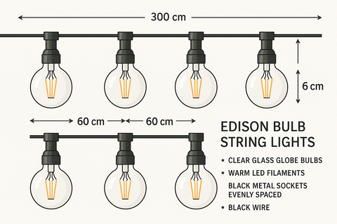 Garden Festoon Lights With G40 Bulbs 6M