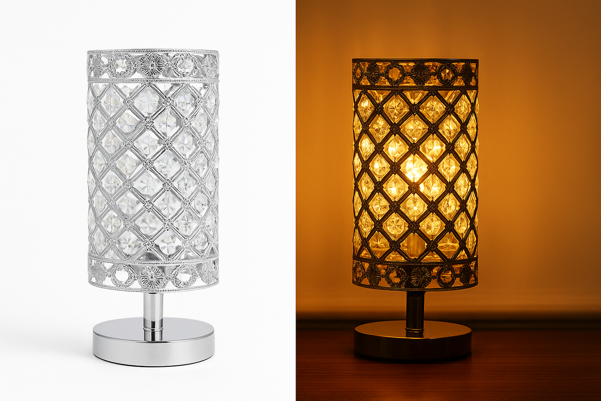 Silver Crystal Bedside Table Lamp – Alpha Lights
