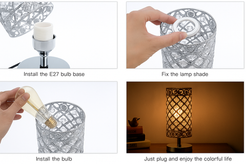 Silver Crystal Bedside Table Lamp – Alpha Lights
