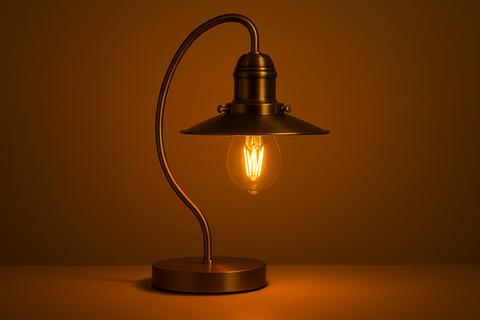 Modern Antique Brass Touch Table Lamp with Glass Shade – Includes 5W LED Bulb 3000K Warm White