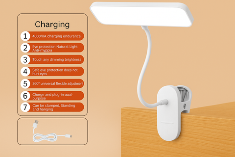 LED Flexible Clip-On Table Reading Lamp – Rechargeable Book Light