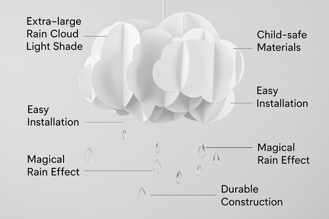 Children’s Extra Large Layered Rain Cloud Light Shade with Jewel Droplets