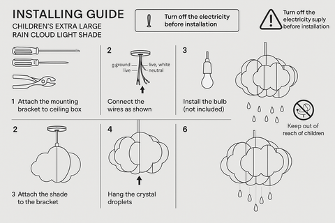 Children’s Extra Large Layered Rain Cloud Light Shade with Jewel Droplets