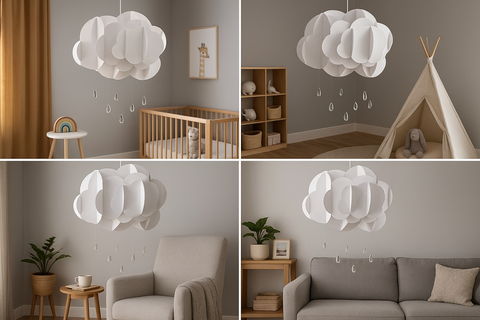 Children’s Extra Large Layered Rain Cloud Light Shade with Jewel Droplets