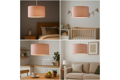 30cm Striped Easy Fit Ceiling Lampshade – Red and White
