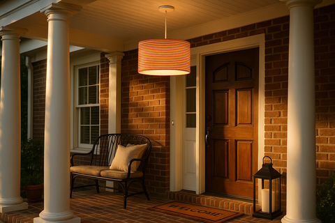 30cm Striped Easy Fit Ceiling Lampshade – Red and White