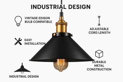 Industrial Style Pendant Lamp Shade – Vintage Hanging Light