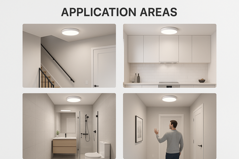 Motion Sensor 50W LED Ceiling Light IP44 Waterproof PIR Indoor Lamp